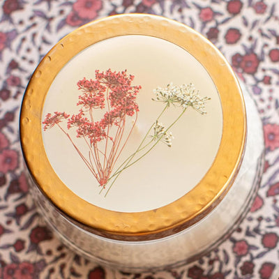 Rosy Rings Pressed Floral Candle - Aromatherapy Candles, Long Lasting Scented Luxury Candles for Home Decor, Botanicals Gifts Notes of Cardamom, Cinnamon, Clove, Tonka, Vanilla Medium (Spicy Apple)