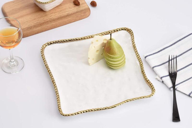 Pampa Bay Golden Salerno Porcelain Square Serving Platter