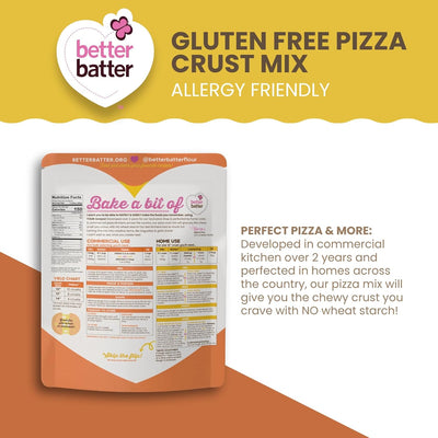 Better Batter Pizza Crust Mix | Certified Kosher, Vegan & Gluten Free Mix for Baking Top 8 Allergen-Free Perfect for 14" Pizzas! Just Add Water, Oil & Yeast Hostess Kitchen Cooking Gifts 4LB Pouch