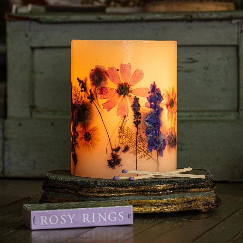 Rosy Rings Round Botanical Candle Roman Lavender - Aromatherapy Candles, Long Lasting Candles, Botanical Candles, Home Decor 6.5" 200 Hour Burn Time