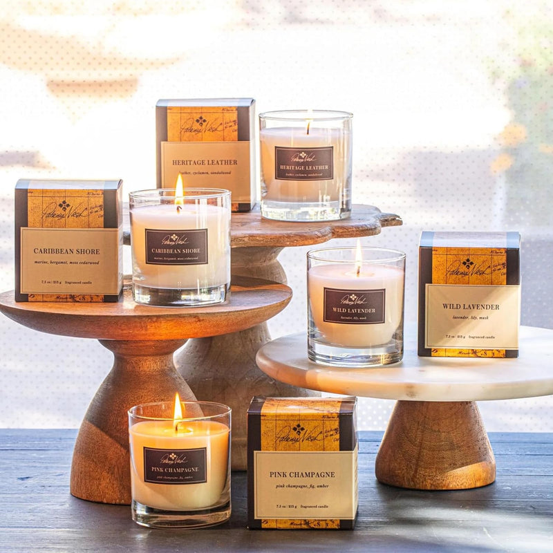 Rosy Rings Patricia Nash Candle | Long Lasting Fragrance Home Decor Gift Luxurious Aromatherapy Notes of Pink Champagne, Fig, Musk, Sandalwood, Amber 60 Hour Burn 7.5oz 3.5" H (Pink Champagne)