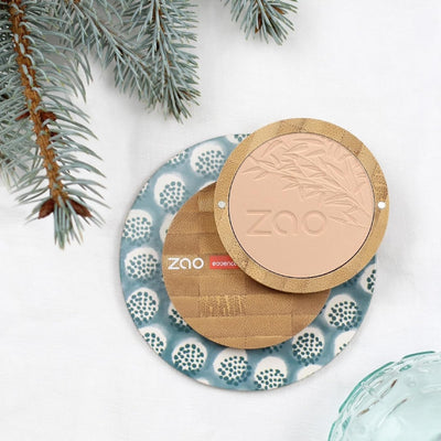 Zao Makeup Compact Pressed Powder Foundation Blendable Face Makeup Long Lasting Portable Full Coverage with Macadamia Oil & Cocoa Butter Lightweight Airbrushing for Pores & Imperfections 9g (303)