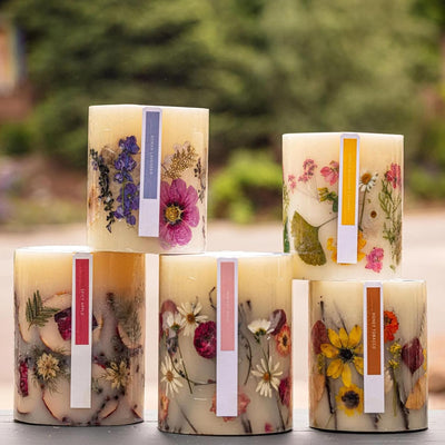 Rosy Rings Round Botanical Candle Roman Lavender - Aromatherapy Candles, Luxury Candles, Long Lasting Candles, Botanical Candles, Candle Gift Sets, Home Decor (Small)