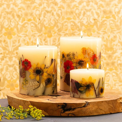 Rosy Rings Petite Round Botanical Candle - Aromatherapy, Long Lasting Candle, 60 Hour Burn Time, Floral Botanical Candles Home Decor Essential Oil Anniversary Christmas Gifts Present (Honey Tobacco)