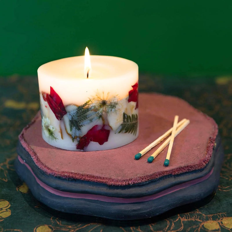 Rosy Rings Petite Round Botanical Candle - Aromatherapy, Long Lasting Candle, 60 Hour Burn Time, Floral Botanical Candles Home Decor Essential Oil Anniversary Christmas Gifts Present (Spicy Apple)