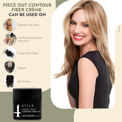 Jon Renau Piece Out Contour Fiber Crème for Synthetic, Heat Friendly and Human Hair, Wig Styling Cream - 2 Fl Oz