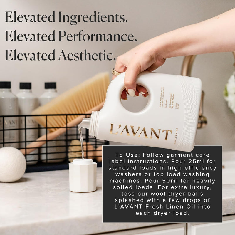 L’AVANT Collective | Fresh Linen Laundry Detergent - Powerful Stain Remover & Gentle Laundry Soap | Natural Baby Laundry Detergent for Sensitive Skin | Made for Delicate Fabrics | No Harsh Chemicals