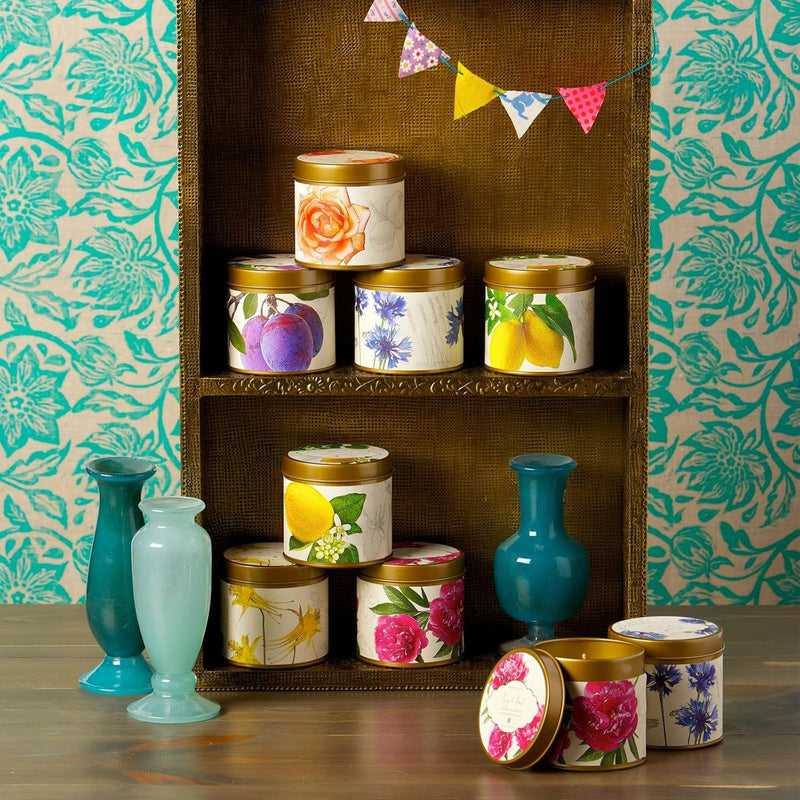 Rosy Rings Signature Tin Candle - Aromatherapy Fragrance Elegant Home Decor Gift Long Lasting 50 Hour Burn Botanical Floral Notes of Grapefruit, Lily, Lychee, Peach, Rose (Lemon Blossom & Lychee)