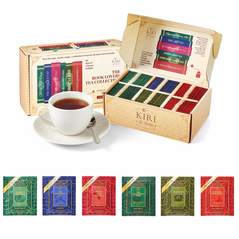 Book Lovers Tea Collection by Kiri & Sons, 90 Count Literary Tea Bags Gift Box | Book Club Library Gifts for Women Readers Writers Librarians | Bookish Tea Set, Bookworm Lovers & Reading Enthusiasts