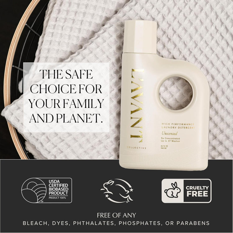 L’AVANT Collective | Unscented Laundry Detergen, Powerful Stain Remover & Gentle Laundry Soap | Natural Laundry Detergent for Sensitive Skin | Ideal for Delicate Fabrics, Plant Based (Unscented)