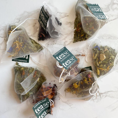 Tease Tea Organic Tea Gift Set | 15 Piece Botanical Pyramid Tea Bag Infuser Sachets Loose Leaf Hair & Nail Support Blend with Nettle, Rooibos, Spearmint, Lavender Caffeine Free 37g (Glow & Grow)
