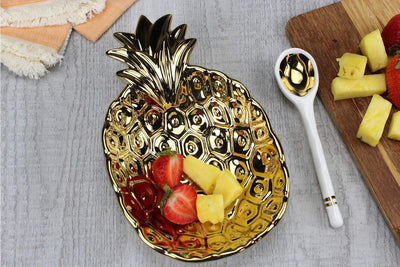 Pampa Bay Get Gifty Bowl and Spoon Set, Pineapple Gold