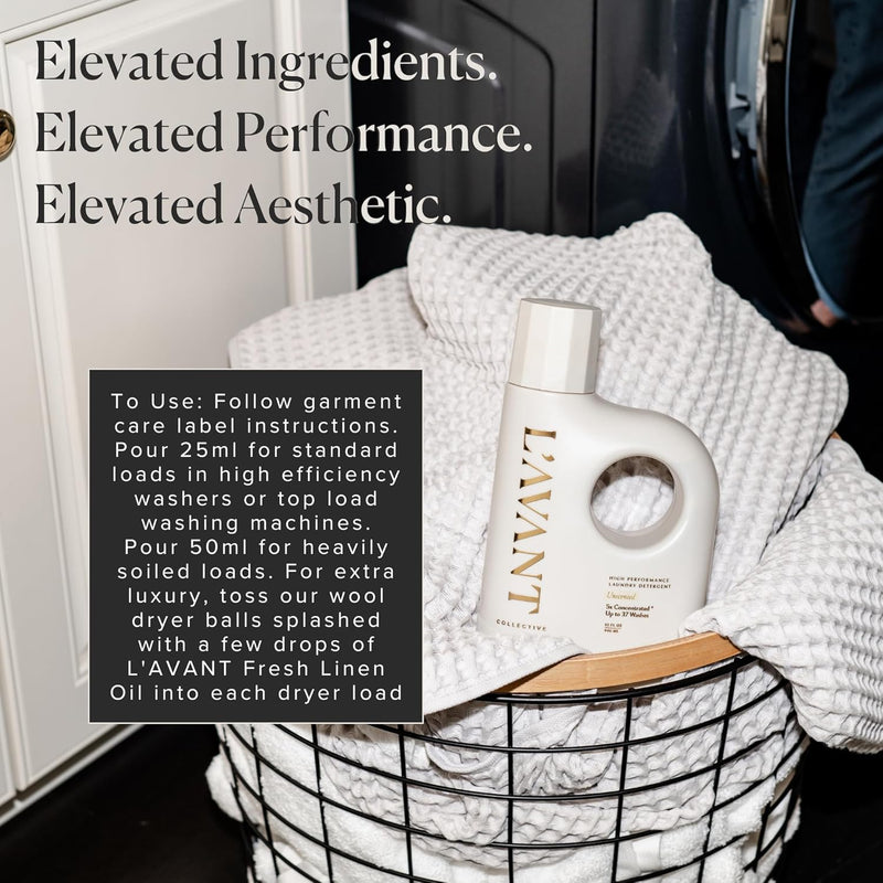 L’AVANT Collective | Unscented Laundry Detergen, Powerful Stain Remover & Gentle Laundry Soap | Natural Laundry Detergent for Sensitive Skin | Ideal for Delicate Fabrics, Plant Based (Unscented)