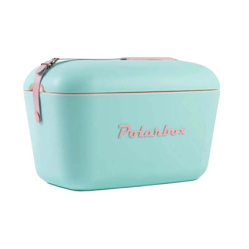 Polarbox Cooler Retro Beach Cooler Vintage Picnic Lunch Box Bag Portable Cooler Travel Camping Hiking 90s Style Ice Chest Extra Large Lightweight for Cans Beers & Seltzer Drinks 20L (Cyan Baby Rose)