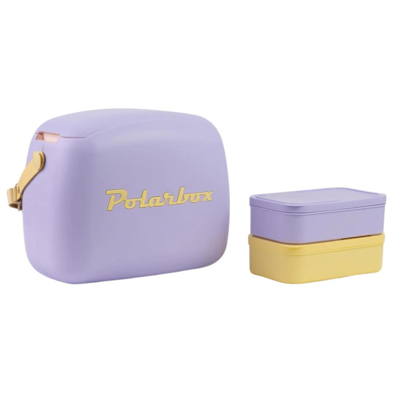 Lunch Tote Cooler Bag | Retro Lunch Box Picnic Reusable Lunch Bag Vintage Mini Cooler Hand Bag Includes 2 Food Containers! Food & Drinks Work, Travel, Beach, Camping Hiking 6L (Lilac Yellow)