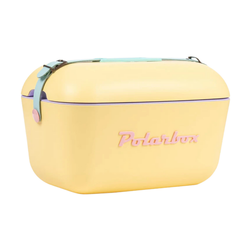 Polarbox Cooler Retro Beach Cooler Vintage Picnic Lunch Box Bag Portable Cooler Travel Camping Hiking 90s Style Ice Chest Extra Large Lightweight for Cans Beers & Seltzer Drinks 20L (Yellow)