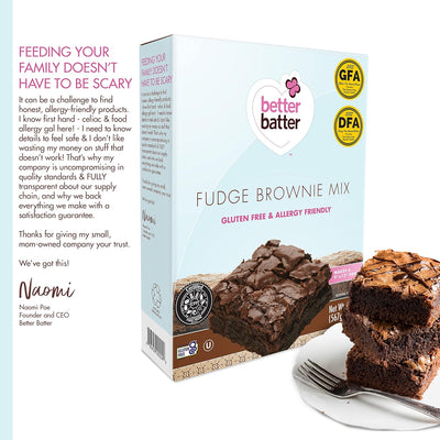 Better Batter Fudge Brownie Baking Mix, Certified Gluten Free, Non-GMO, Vegan, Kosher, Top 10 Allergen Friendly, Cup for Cup Baking Alternative, 20oz