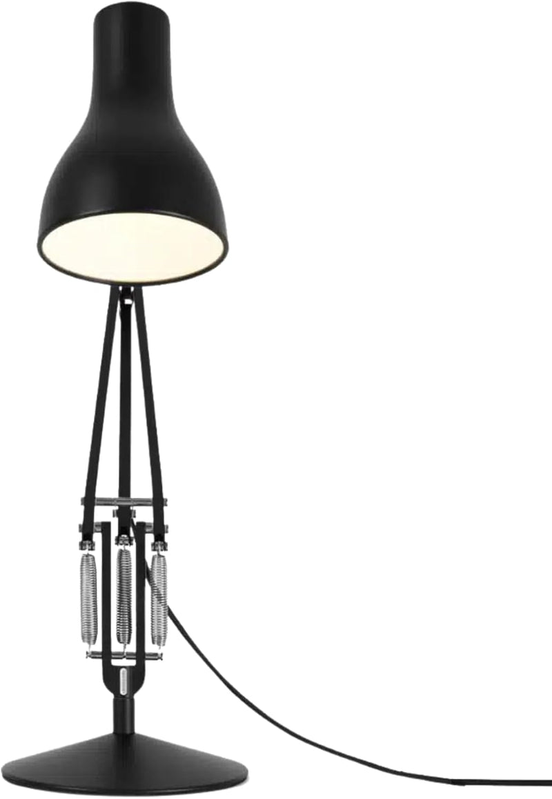 Type 75 Desk Lamp | Large Adjustable Matt Paint Finish Cast Iron Base Aluminum Cover Integrated Shade Switch for Home Decor Essentials Study Bedroom Office Light (Jet Black)
