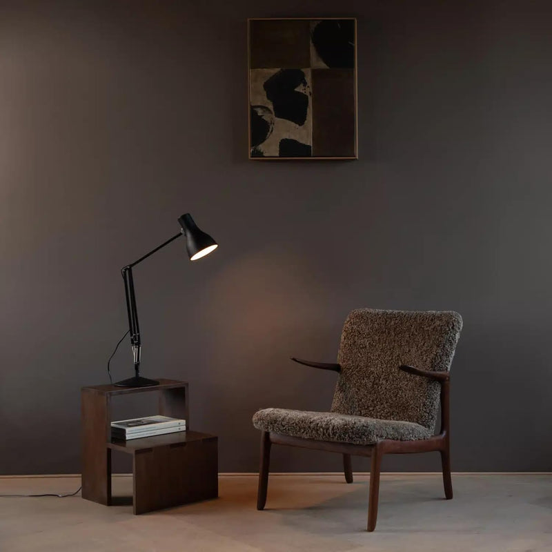 Type 75 Desk Lamp | Large Adjustable Matt Paint Finish Cast Iron Base Aluminum Cover Integrated Shade Switch for Home Decor Essentials Study Bedroom Office Light (Jet Black)