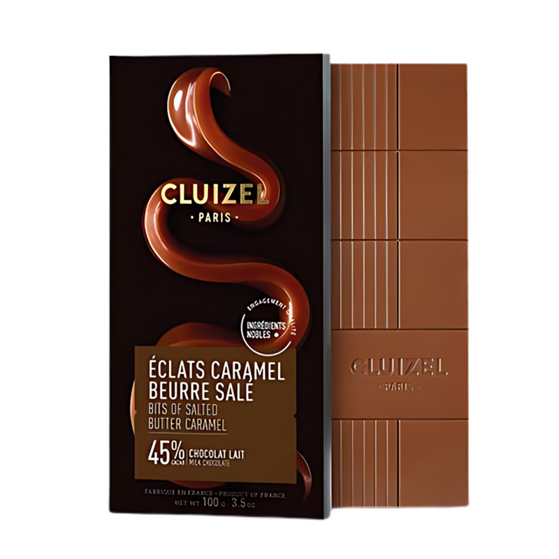 Cluizel Eclats Salted Butter Caramel Chocolate Bar 45% Cocoa