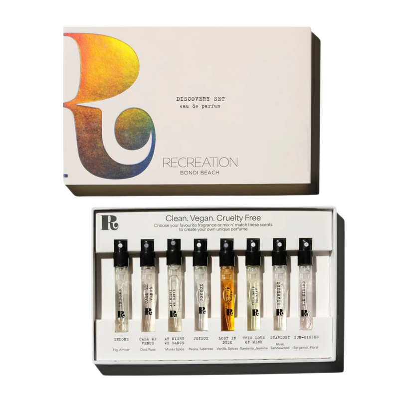 Recreation Beauty EDP Discovery Set - Fragrance Gift Set of 8 Fragrant Spray Sampler Bottles Perfume Kit for Women & Men Unisex Long Lasting Perfect for Birthdays, Anniversaries Signature Scents 20ml