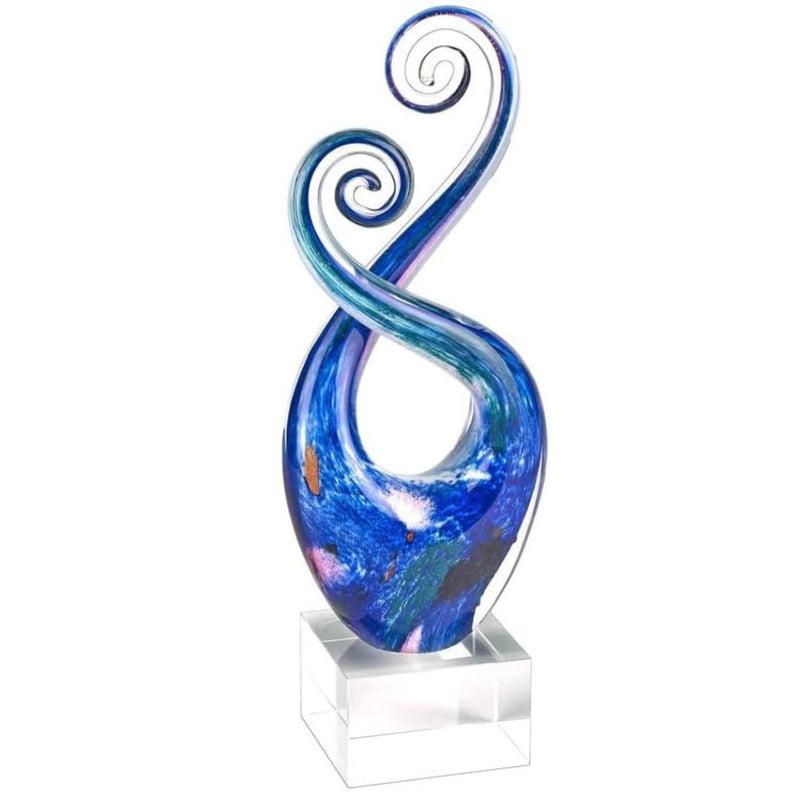 Badash Monet Murano-Style Art Glass Centerpiece - 10" Tall Mouth-Blown Glass Sculpture on Crystal Base - Contemporary Home Decor Accent Piece