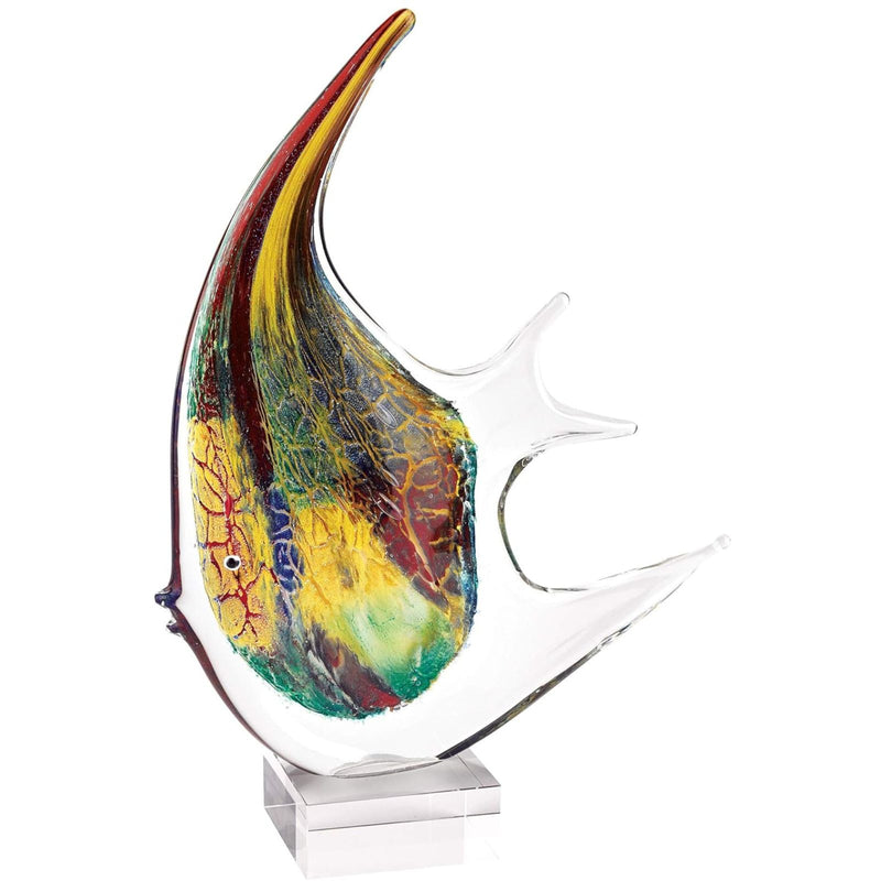 Badash - Murano Style Artistic Glass Giant Firestorm Angel Fish H16 inch