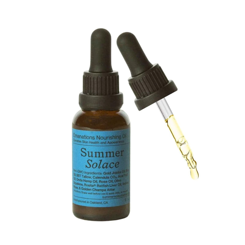 Summer Solace Emanations Nourishing Face & Hair Oil With Tallow, Emu & Squalene, Acai, Rose, Vetiver Oil, Moisturizes, Repairs, Deep Hydration For Soft, Supple Skin Youthful Look 30ml