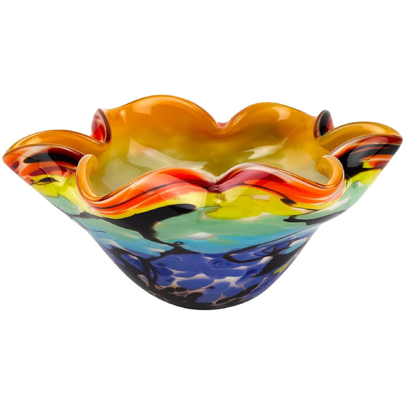 Badash Allura Bowl - Murano-Style Rainbow Art Glass - Murano-Style Art Glass Bowl Centerpiece - 8” Mouth-Blown Glass Bowl - Decor Bowl Centerpiece Home Decor Accent