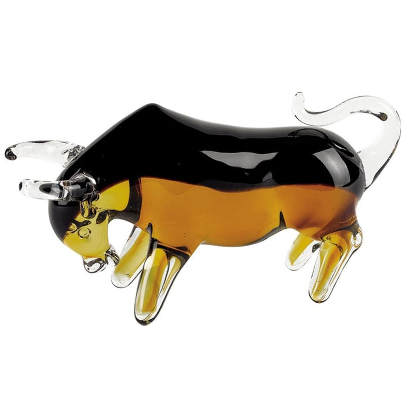 Badash Murano-Style Art Glass Bull Figurine - 4" Tall Decorative Artistic Glass Mouth-Blown Sculpture - Unique Home Decor & Gifts