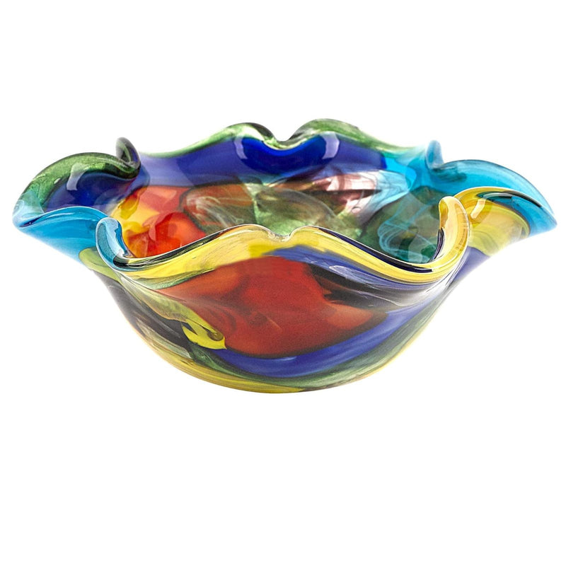 Badash Stormy Rainbow Art Glass - Murano-Style Art Glass Bowl Centerpiece - 8" Mouth-Blown Glass Bowl - Decor Bowl Centerpiece Home Decor Accent