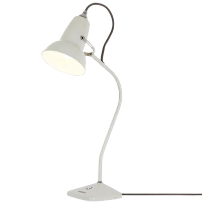 Original 1227 Mini Table Lamp | Gloss Paint Finish Cast Iron Base Steel Shade & Profiled Arm Chrome Plated Fittings Push Switch for Office Home Decor Bedroom Reading Lamp (Linen White)