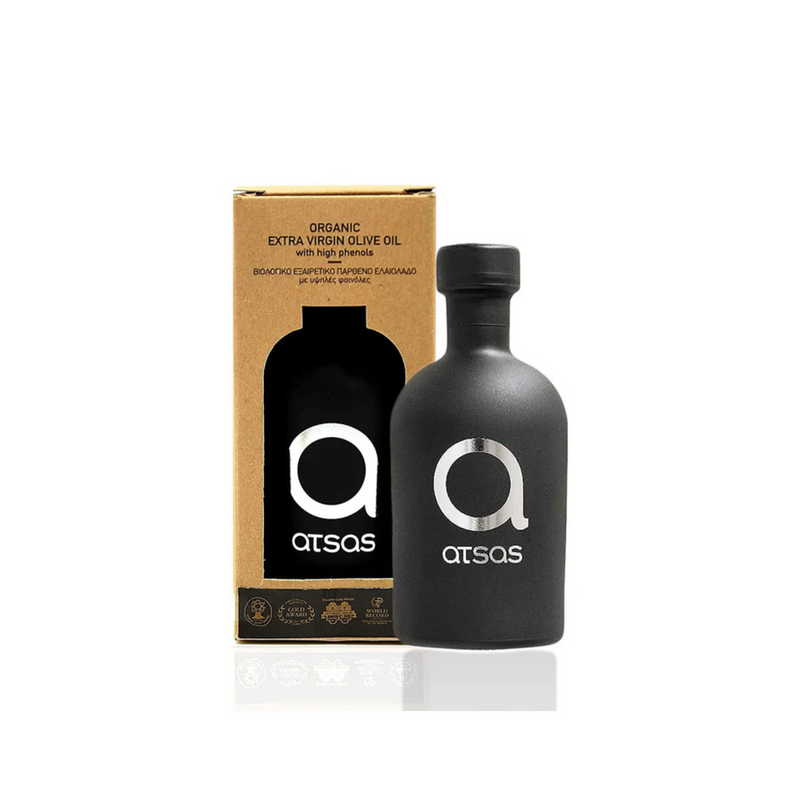 Atsas Extra Virgin Organic Olive Oil - Rich in Phenolic content - Cyprus Cold Pressed Evoo - Multiple Health Award Winner - New Harvest -250 ml