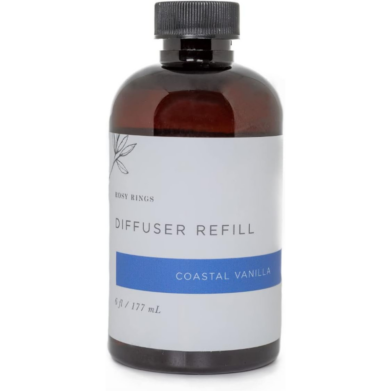 Rosy Rings Fragrance Diffuser Oil Refill 6oz - Aromatherapy, Scented Air Freshener Deodorizer Oil, Scented Refill for Home, Kitchen, Living Room, Decor Humidifier Essential Oils (Coastal Vanilla)