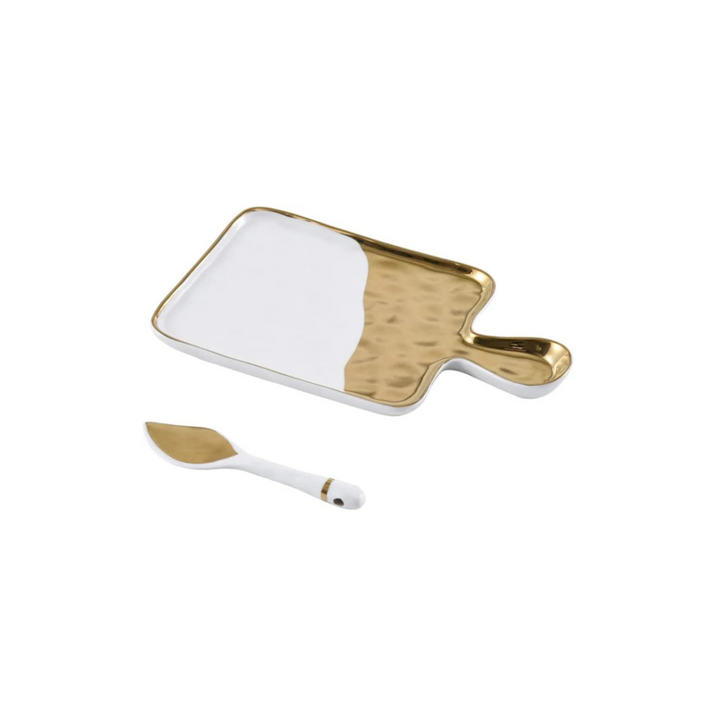 Pampa Bay Get Gifty White and Gold Porcelain Serving Tray