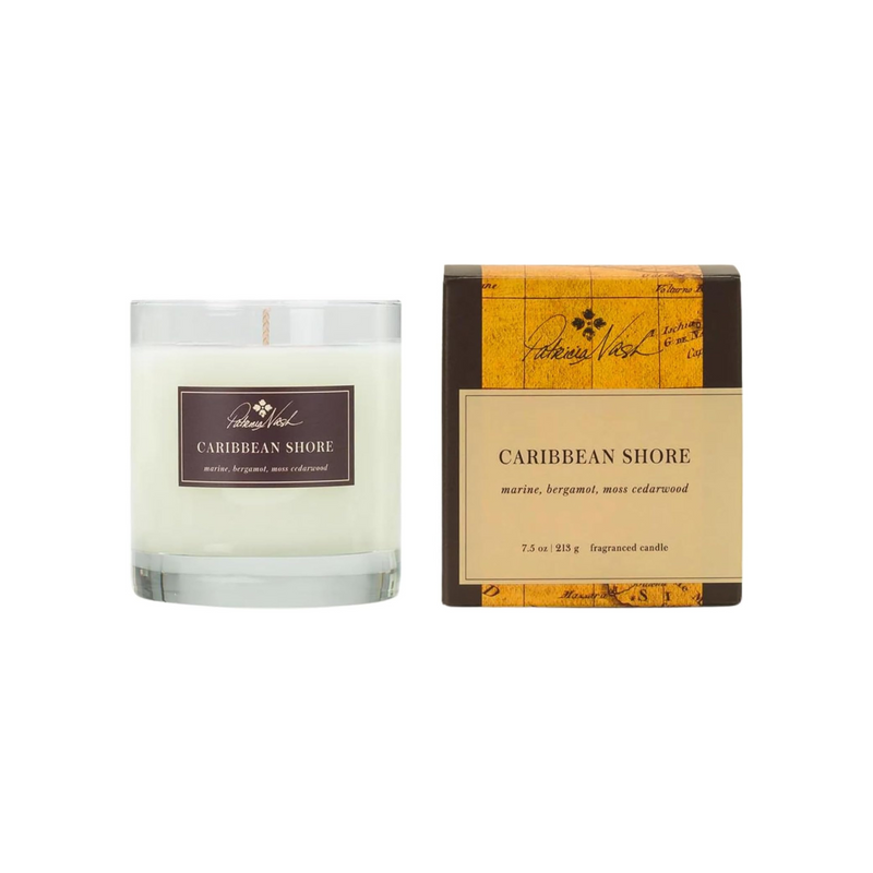 Rosy Rings Patricia Nash Candle | Long Lasting Fragrance Home Decor Gift Luxurious Aromatherapy Notes of Marine, Lemon, Bergamot, Lily, Sandalwood, Musk 60 Hour Burn 7.5oz 3.5" H (Caribbean Shore)