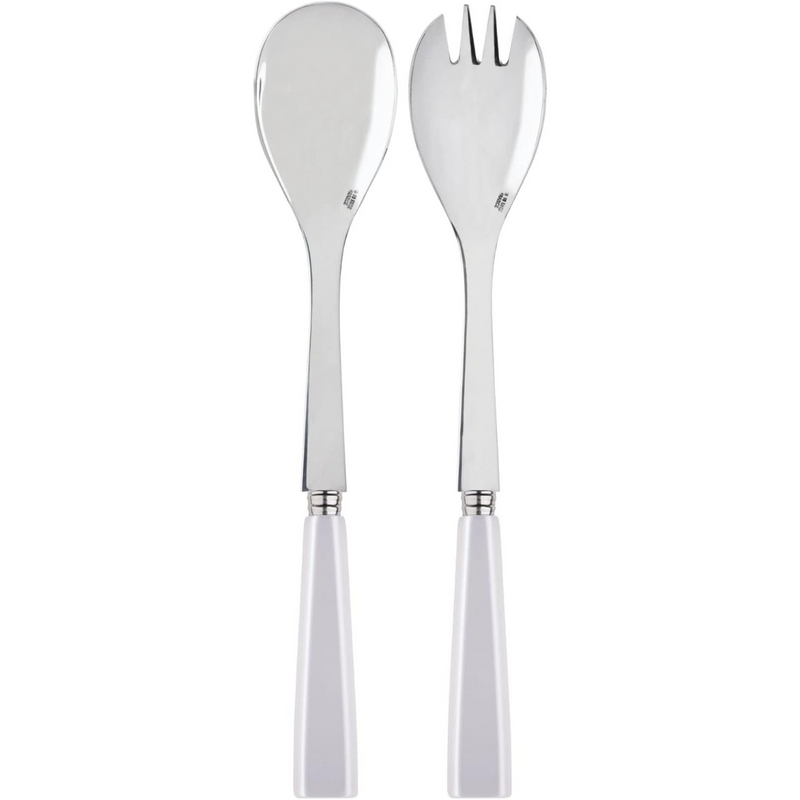 2-Piece Salad Servers 10.2 inches - Icône Collection - Stainless Steel & Acrylic - Dishwasher Safe - White