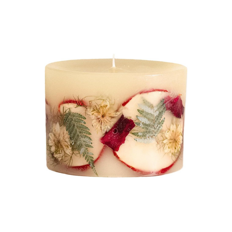 Rosy Rings Petite Round Botanical Candle - Aromatherapy, Long Lasting Candle, 60 Hour Burn Time, Floral Botanical Candles Home Decor Essential Oil Anniversary Christmas Gifts Present (Spicy Apple)