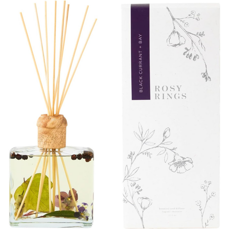 Rosy Rings Botanical Reed Diffuser Black Currant & Bay 13oz - Lasts 6-12 Months, Aromatherapy Diffuser, Reed Diffuser Sticks, Diffuser with Botanicals Perfect for Home Decor!