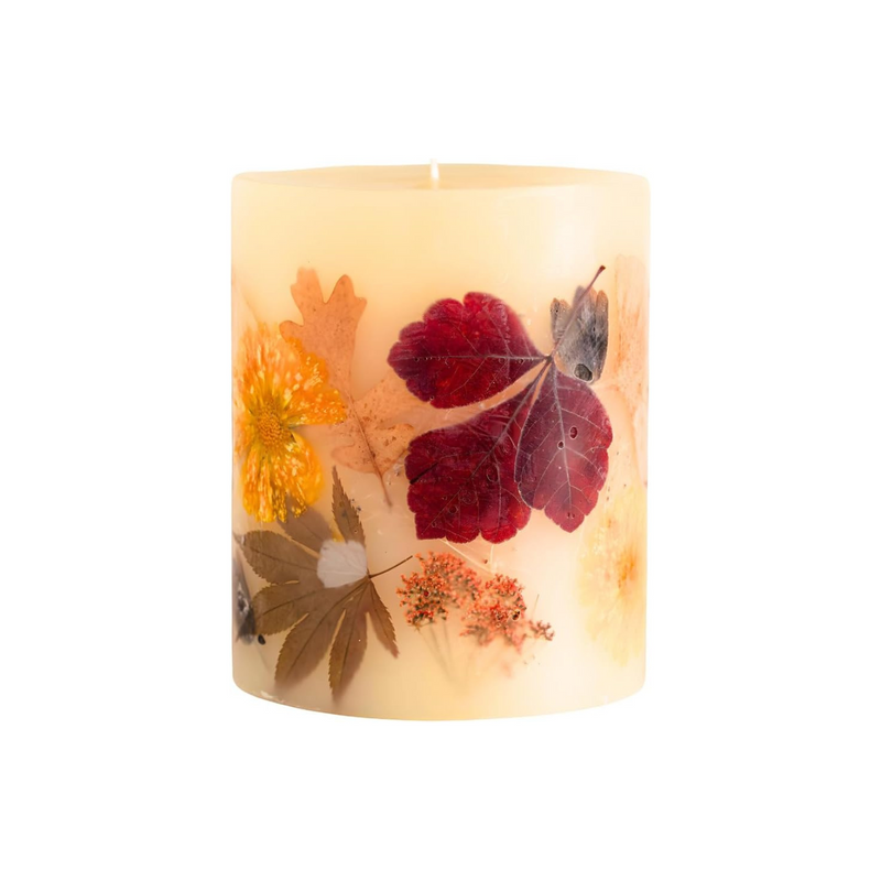 Rosy Rings Harvest Pumpkin Round Botanical Candle 120 Hour Burn Time - Notes of Cinnamon, Clove, Vanilla Aromatherapy Long Lasting Luxurious Fragrance Floral Home Decor Housewarming Gifts (Small)