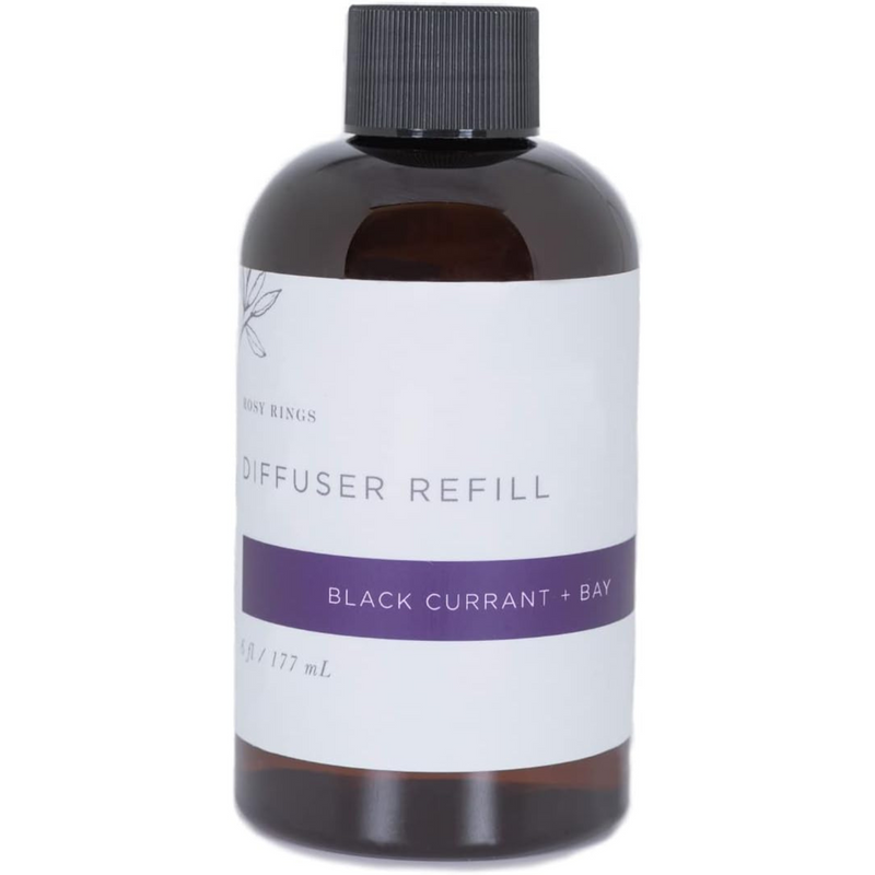Rosy Rings Fragrance Diffuser Oil Refill 6oz - Aromatherapy, Scented Air Freshener Deodorizer Oil, Scented Refill for Home, Kitchen, Living Room, Decor Humidifier Essential Oils (Black Currant & Bay)