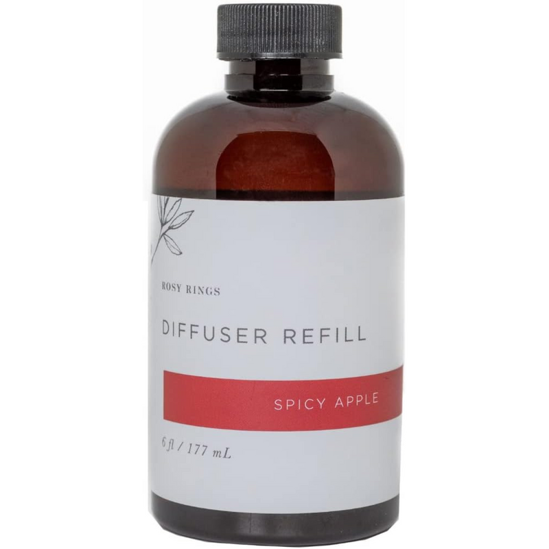 Rosy Rings Fragrance Diffuser Oil Refill 6oz - Aromatherapy, Scented Air Freshener Deodorizer Oil, Scented Refill for Home, Kitchen, Living Room, Decor Gifts Essential Oils (Spicy Apple)