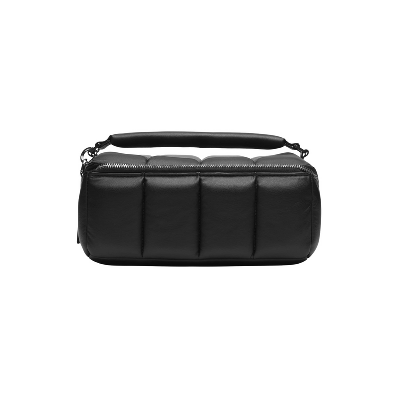 The Bigee Large Makeup Bag Organizer for Women – Puffy Quilted Travel Case with Flat Base, Zip Pockets, Elastic Bands for Beauty Essentials Stylish Beauty Storage Pouch 12"L x9"Wx6"H (Black)