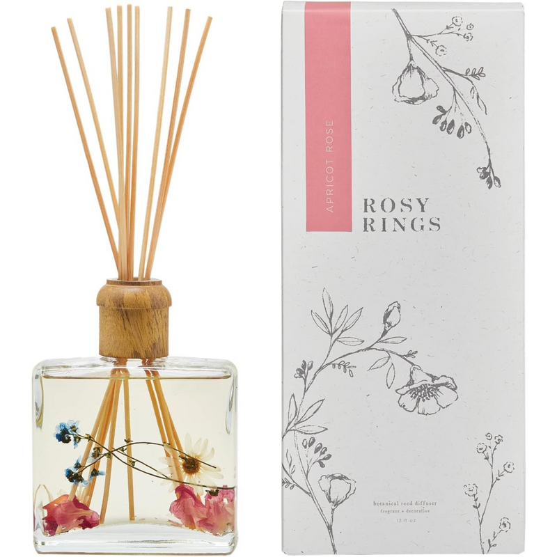 Rosy Rings Botanical Apricot Rose Reed Diffuser 13oz - Essential Oil Reed Diffuser, Home Fragrance Products, Fragrance Diffuser Gift for Home Décor