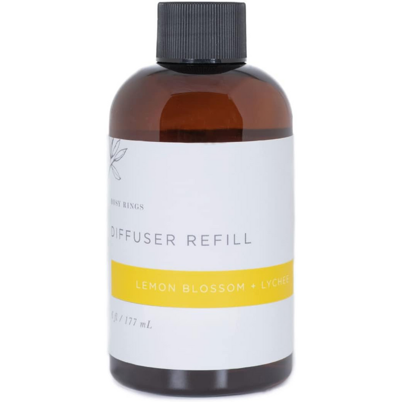 Rosy Rings Fragrance Diffuser Oil Refill 6oz - Aromatherapy, Scented Air Freshener Deodorizer Oil, Scented Refill for Home, Kitchen, Living Room, Decor Gifts Essential Oils (Lemon Blossom & Lychee)