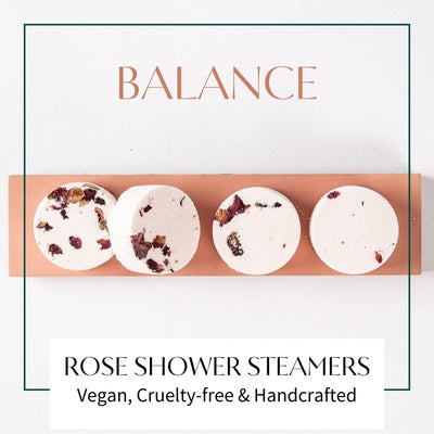 Rose Shower Steamers Aromatherapy | Organic Shower Bombs with Essential Oils | Self Care Christmas Birthday & Spa Gifts for Women & Men | Stocking Stuffers | 4 Pack