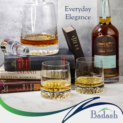 Badash Park Avenue - Crystal Decanter Set with Glasses - 5 Piece Whiskey Decanter Set - Four 10 oz. Mouth-Blown Lead-Free Crystal Whiskey Glasses - Crystal Decanter for Whiskey, Bourbon & Scotch