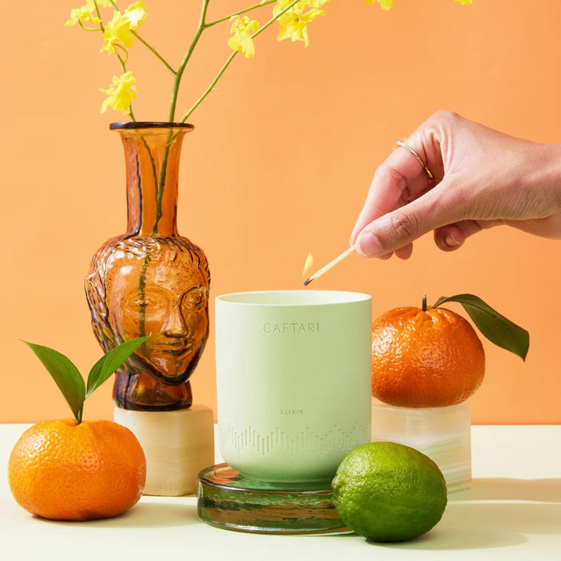 Scented Candle | Aromatherapy Luxury Home Fragrance Decor Gifts Notes of Bergamot, Citrusy Mandarin, Tea Accord | Made with Natural Coconut & Soy Wax Blend | Long Lasting 60 Hour Burn (Elixir)