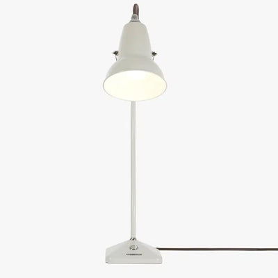 Original 1227 Mini Table Lamp | Gloss Paint Finish Cast Iron Base Steel Shade & Profiled Arm Chrome Plated Fittings Push Switch for Office Home Decor Bedroom Reading Lamp (Linen White)