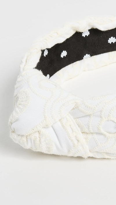 Lele Sadoughi Women's Knotted Eyelet Headband, Ivory, White, One Size